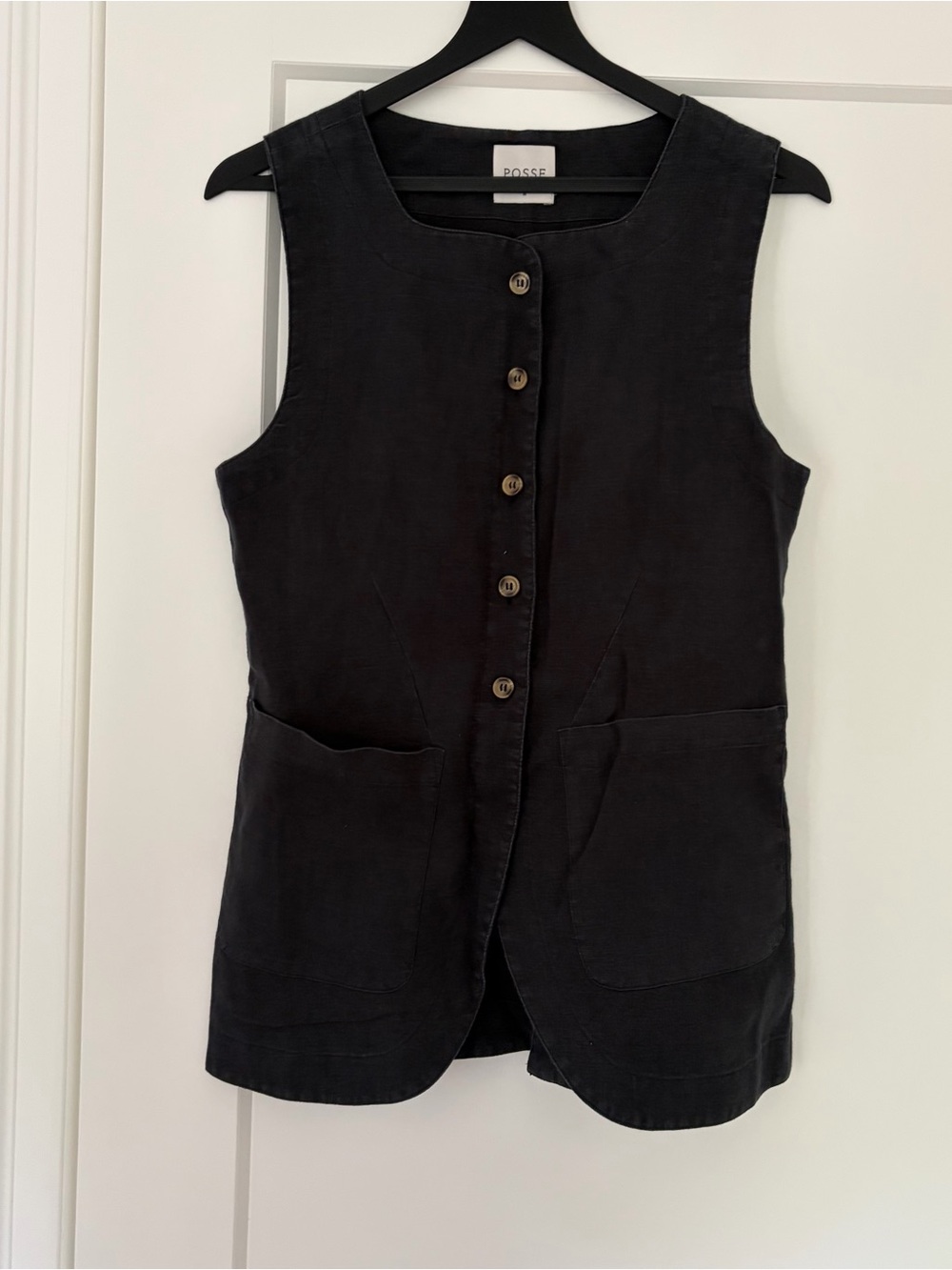 Posse Emma Black Sleeveless Button-Front Vest Size M